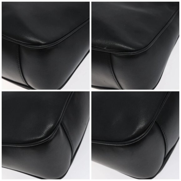 GUCCI Bamboo Hand Bag Leather 2way Black Gold - Picture 14 of 15